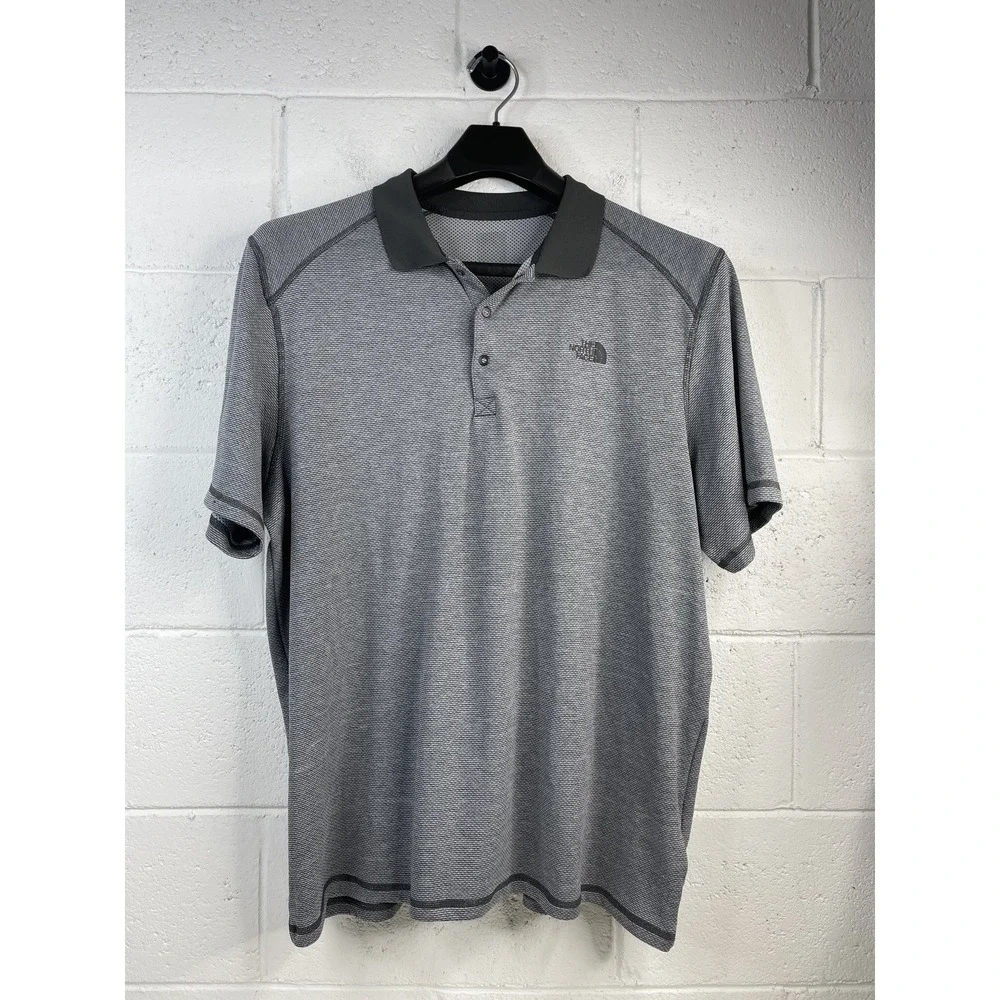 The North Face FlashDry Polo Shirt Mens XL Gray Short Sleeve Performance Golf